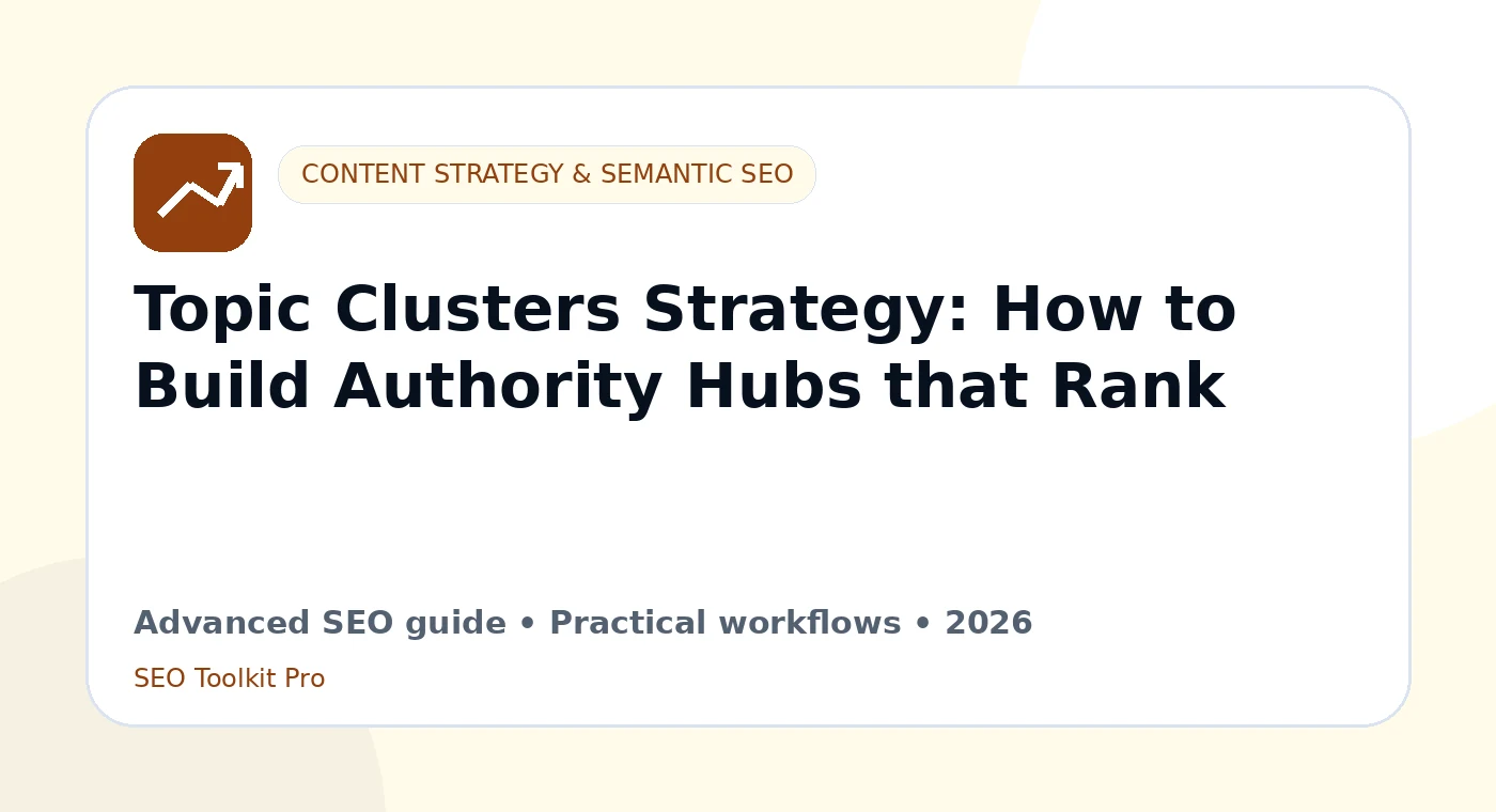 Topic Clusters Strategy: How to Build Authority Hubs that Rank featured SEO illustration
